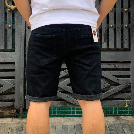 Quần Short Jean Nam Co Dãn THOITRANG24H Màu Đen Trơn Không Ra Màu Khi Giặt Thoáng Mát Dễ Phối Đồ