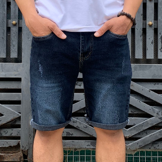 Quần Short Jean Nam Co Dãn THOITRANG24H Màu Xanh Đen Không Ra Màu Khi Giặt Thoáng Mát Dễ Phối Đồ