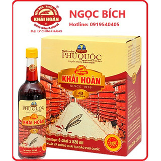 Nước mắm Phú Quốc Khải Hoàn thùng 6 chai 520ml 43 độ đạm