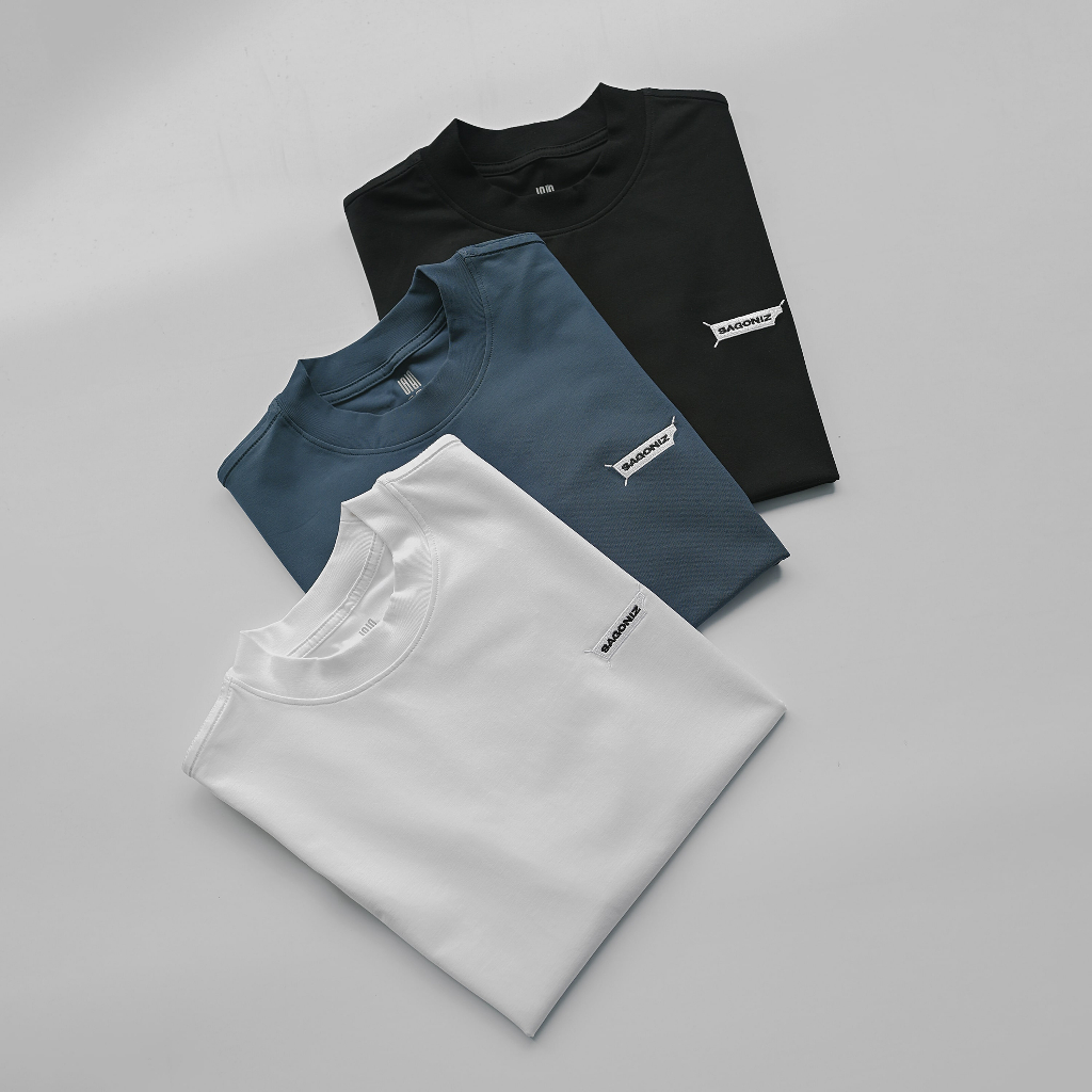 Áo thun thêu logo Sagoniz Cotton 95% form dáng Boxy năng động, thấm hút mồ hôi