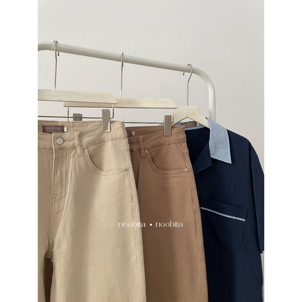 NOOBITA - Quần dài jeans ống suông co giãn 8027