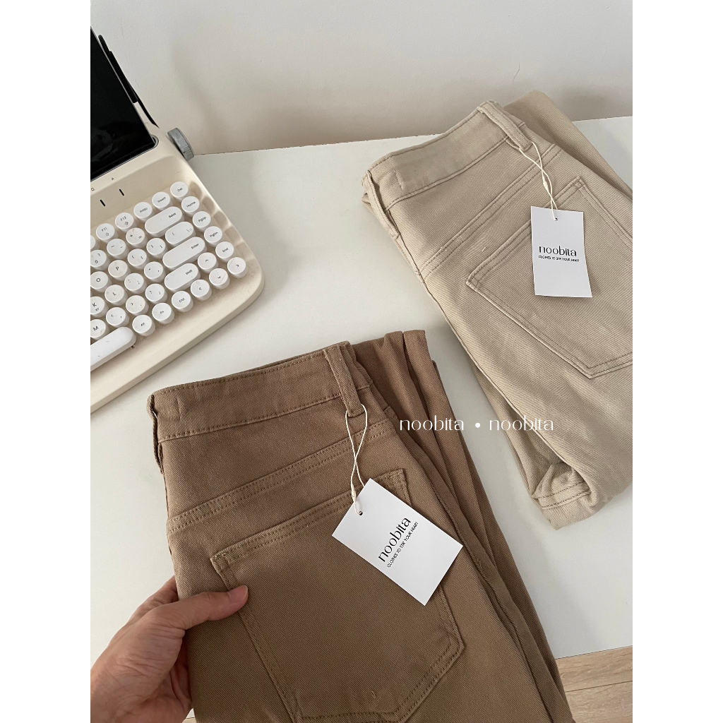 NOOBITA - Quần dài jeans ống suông co giãn 8027