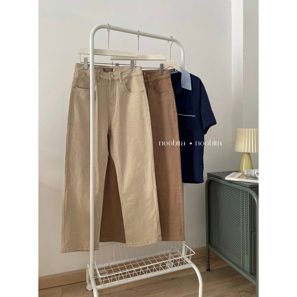 NOOBITA - Quần dài jeans ống suông co giãn 8027