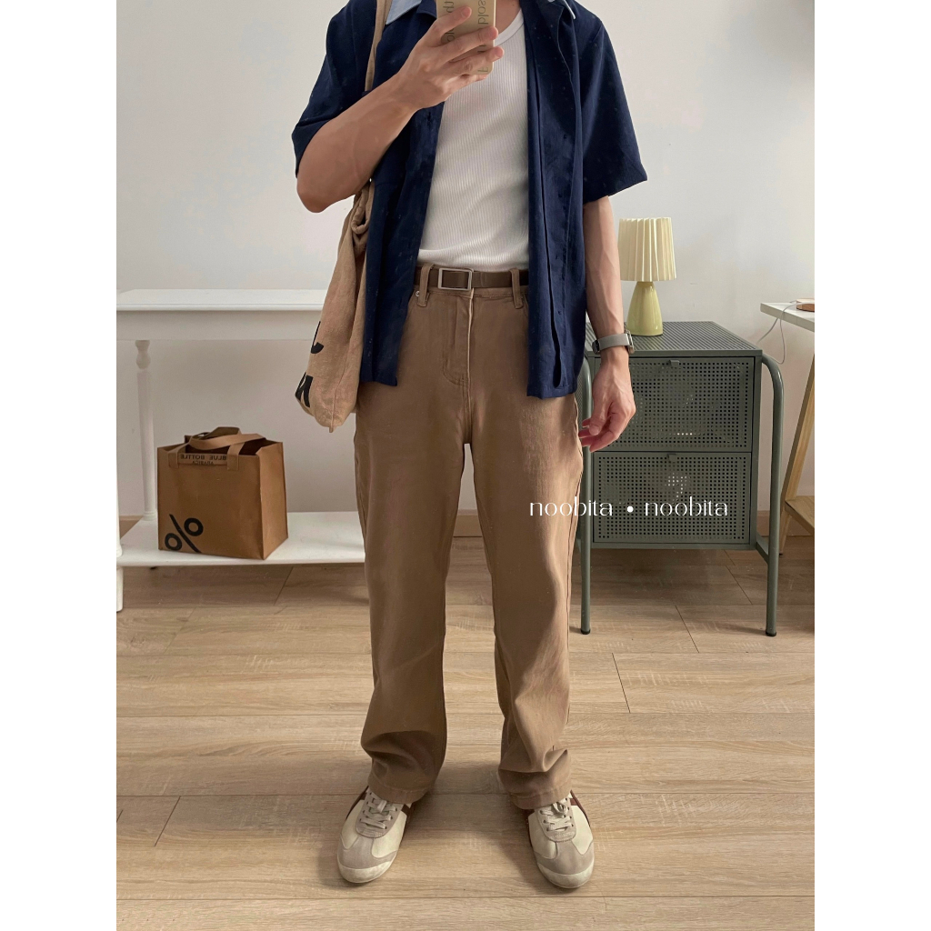 NOOBITA - Quần dài jeans ống suông co giãn 8027