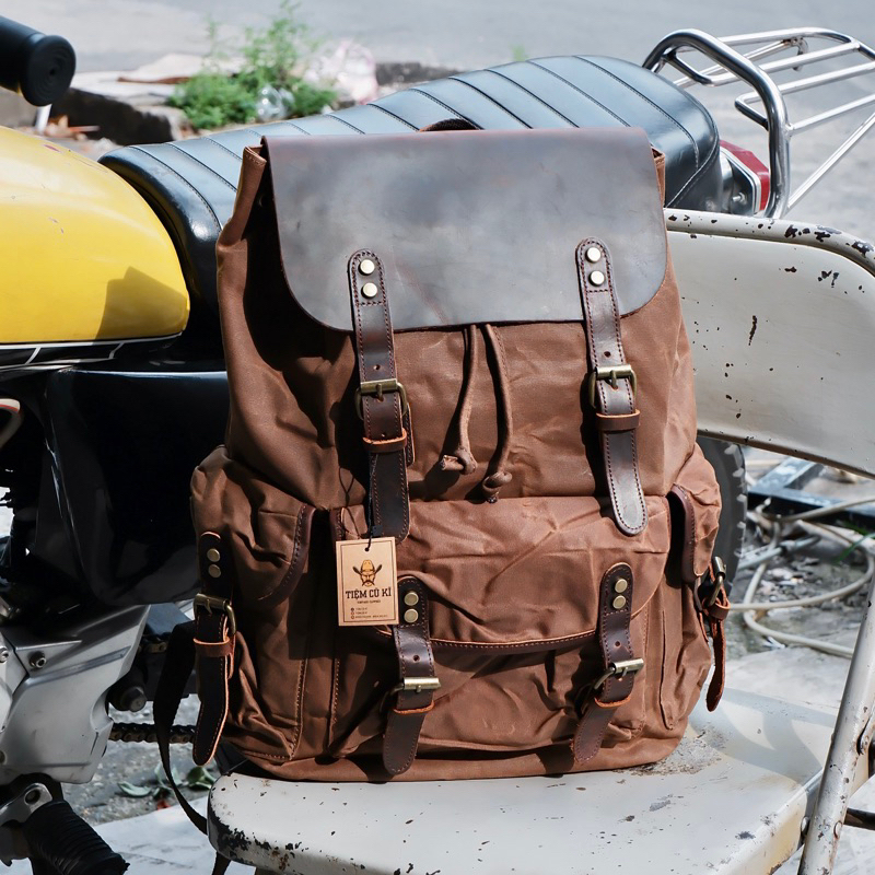 Balo Outdoor Canvas wax sáp dầu x Phối da bò cao cấp