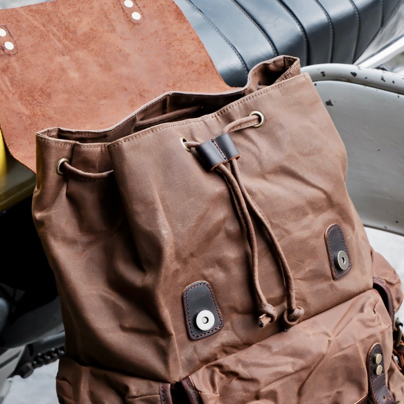 Balo Outdoor Canvas wax sáp dầu x Phối da bò cao cấp