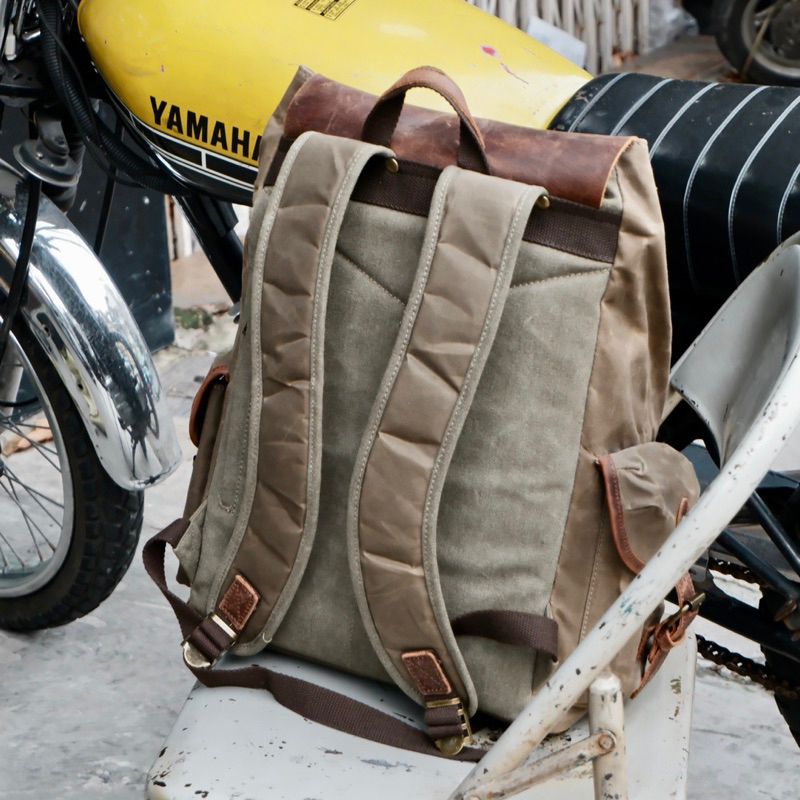 Balo Outdoor Canvas wax sáp dầu x Phối da bò cao cấp
