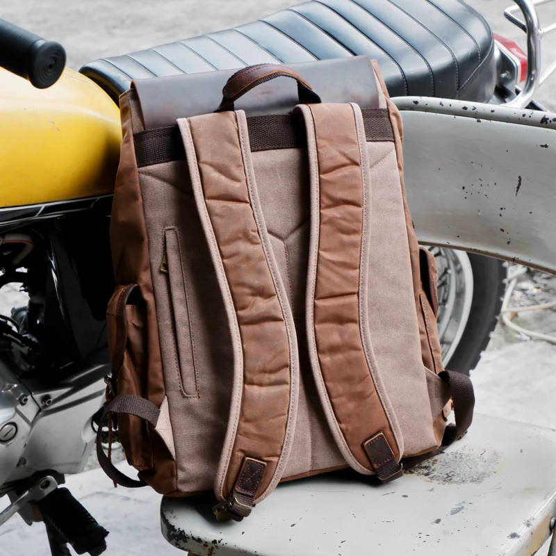 Balo Outdoor Canvas wax sáp dầu x Phối da bò cao cấp