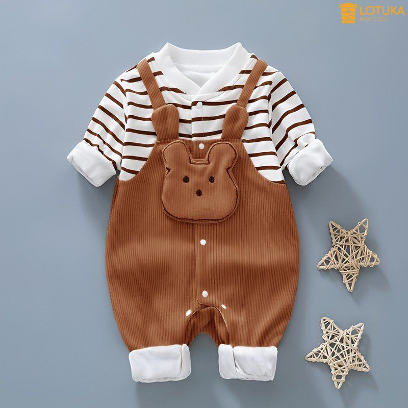 Body LOTUKA dài tay cho bé trai, Bé gái thu đông len tăm cao cấp, Bộ liền thân cho bé từ 0-12 tháng