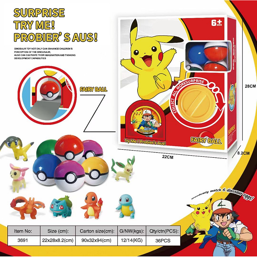 Đồ chơi Máy Vặn Bóng Pokemon, One Piece, Hộp Chưa 6 Quả Trứng Chứa Mô Hình Bí Ẩn, Đồ Chơi Cho Bé