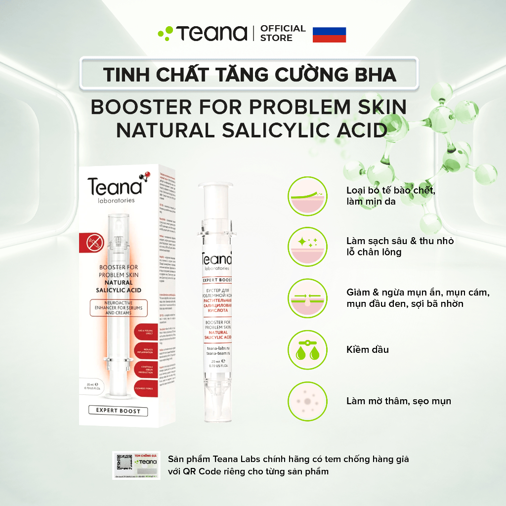 Tinh chất dưỡng da Teana Booster for problem skin Natural Salicylic Acid ngừa mụn, mờ thâm, thu nhỏ lỗ chân lông