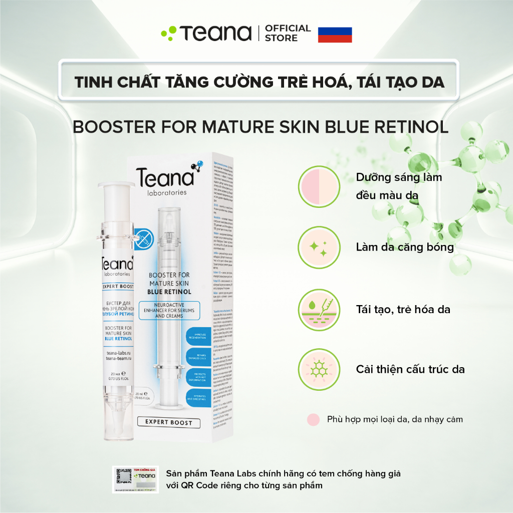 Tinh chất tăng cường Teana Booster For Mature Skin Blue Retinol trẻ hoá, tái tạo da 20ml