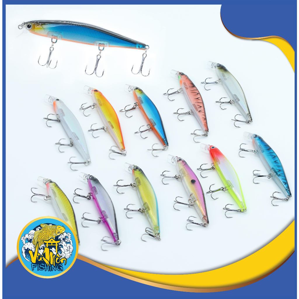 Mồi Lure MINNOW câu hoàng đế 10cm - 12g , câu măng, vược giá rẻ - VŨ MÔN FISHING