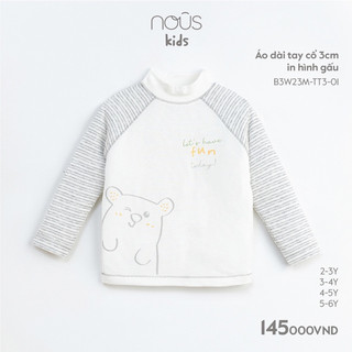 NOUS - Áo dài tay cổ 3cm in hình gấu - Nu Kids - 2Y 3Y 4Y 5Y
