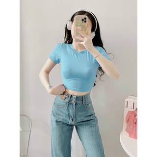 Áo Thun Body Tay Ngắn Dáng Lửng Thun Lụa Mịn Mát