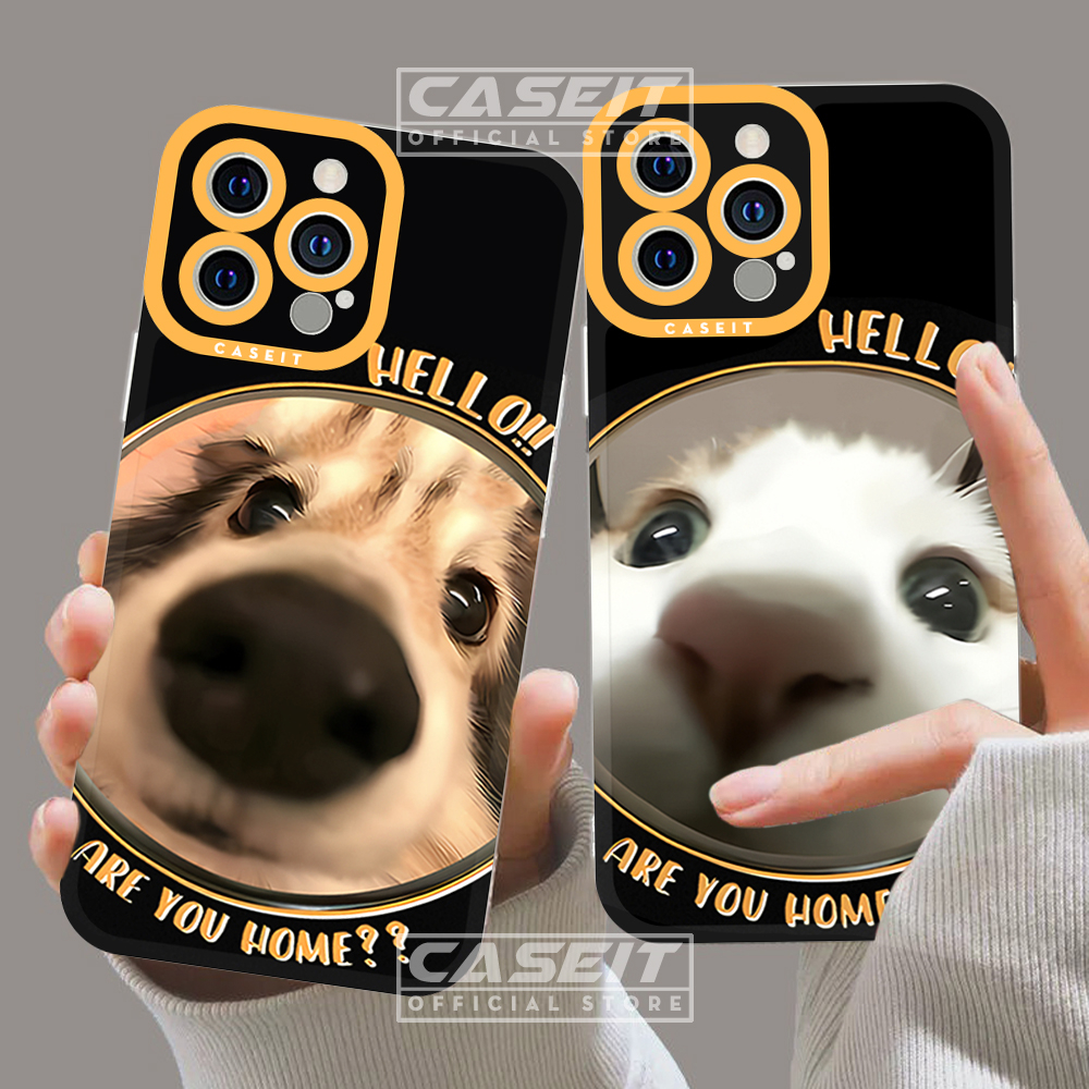 Ốp lưng iphone cạnh vuông Caseit cặp đôi ốp đôi chó mèo nhìn cam hài hước meme x/11/12/13/14/pro/max