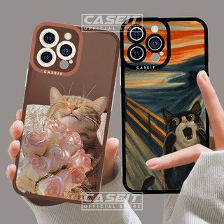 Ốp lưng iphone cạnh vuông Caseit mèo sơn dầu nghệ thuật cute art aesthetic x/11/12/13/14/pro/max/plus/promax