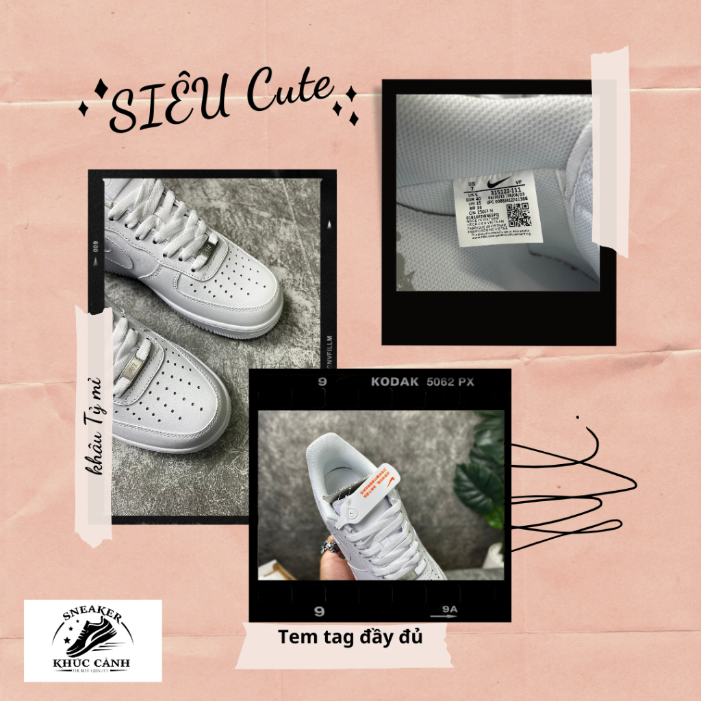 _Air Force 1 Trắng, Giày Sneaker AF1 Hàng Cao Cấp Full Size Nam Nữ, Hàng Full Box + Bill