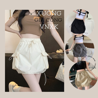 💃 chân váy chữ a nữ túi hộp dây rút vải kaki dáng ngắn cạp chun 4 màu