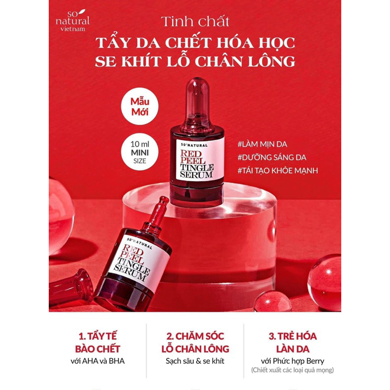 Thay Da Sinh Học Red Peel Tingle Serum So Natural Tẩy Da Chết Làm Sáng Mờ Thâm Tái Tạo Da Giảm Mụn
