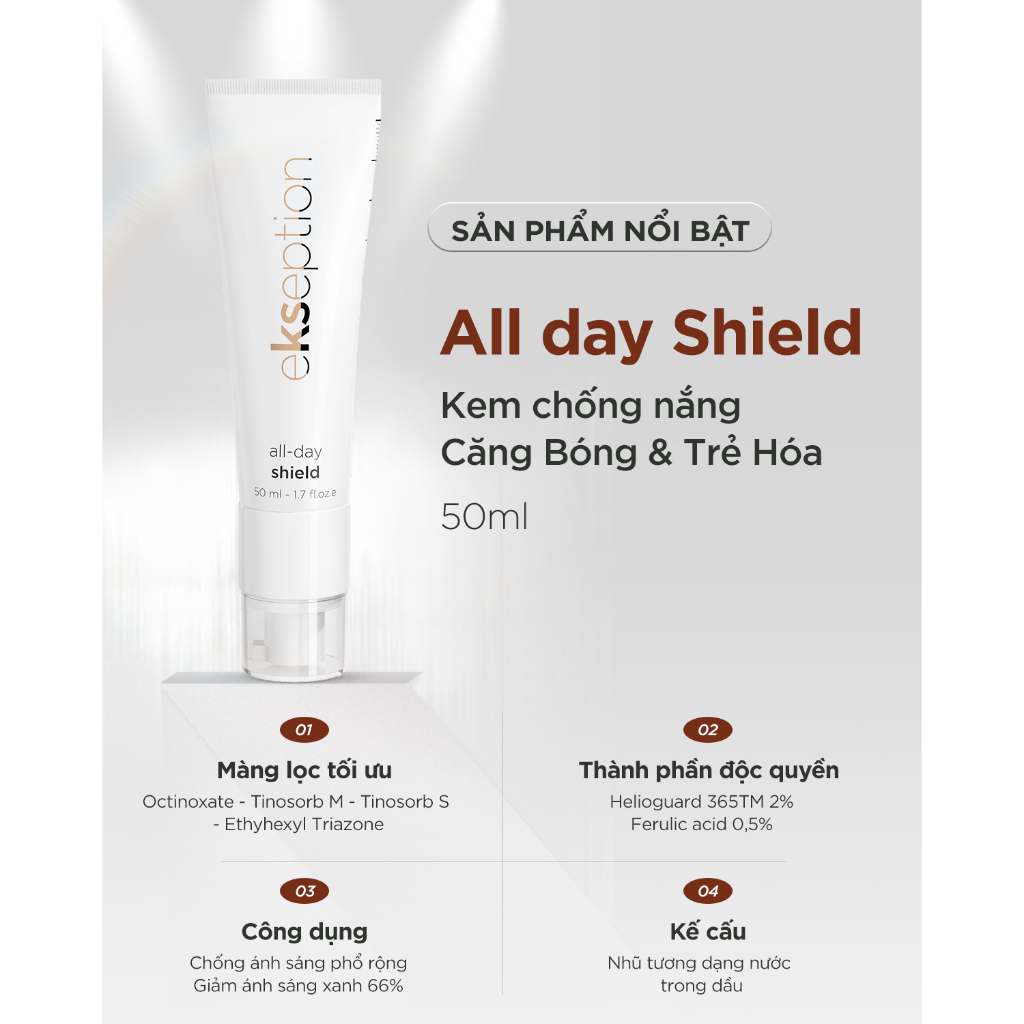 Kem chống nắng Phổ rộng thế hệ mới Ekseption All Day Shield 50ml (mẫu mới)