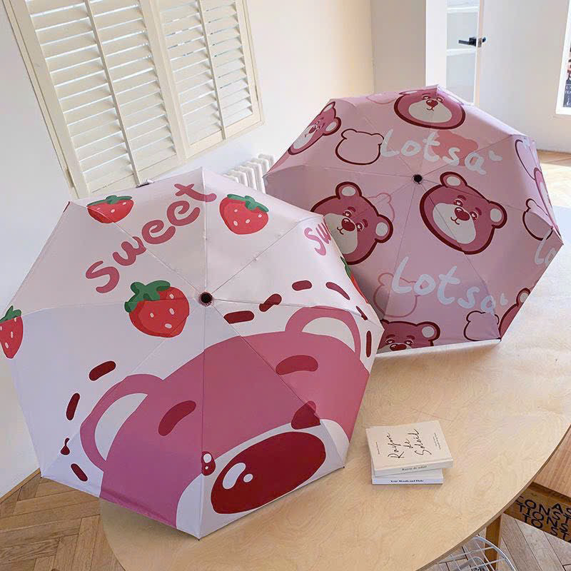 Ô dù che mưa che nắng chống UV gấu lotso tự động 8 xương chắc chắn
