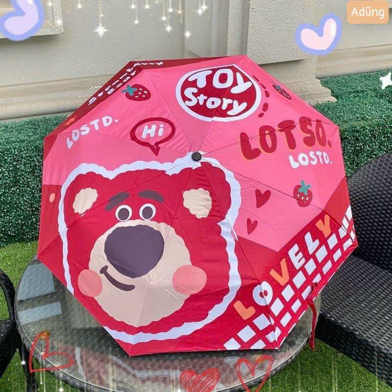 Ô dù che mưa che nắng chống UV gấu lotso tự động 8 xương chắc chắn