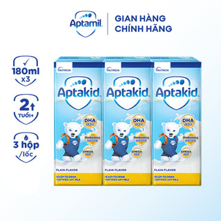  Lốc sữa pha sẵn Aptakid 180ml/hộp cho bé trên 1 tuổi (3 hộp/lốc)