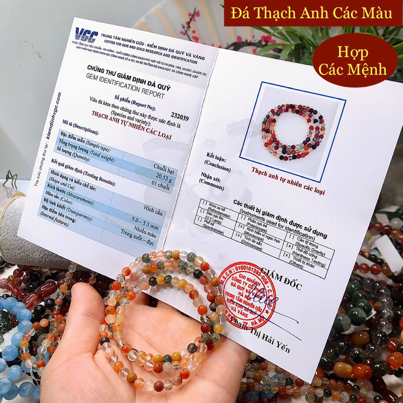 GIÁ SỈ - Chuỗi quấn 3 thạch anh tóc đa sắc, vòng tay đá phong thuỷ hợp tất cả các mệnh kim mộc thuỷ hoả thổ