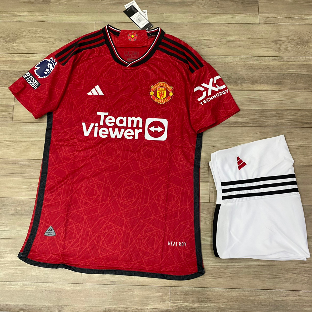 Bộ quần áo bóng đá MU đỏ FEX thái cao cấp 2024 Logo thêu, quần trắng, size châu âu