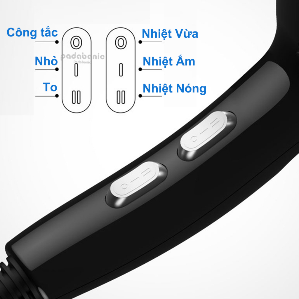 Máy Sấy Tóc Padabanic HAIR DRYER Thiết Kế Mới Sấy Tạo Kiểu Nhanh Chóng Tặng Kèm Phụ Kiện