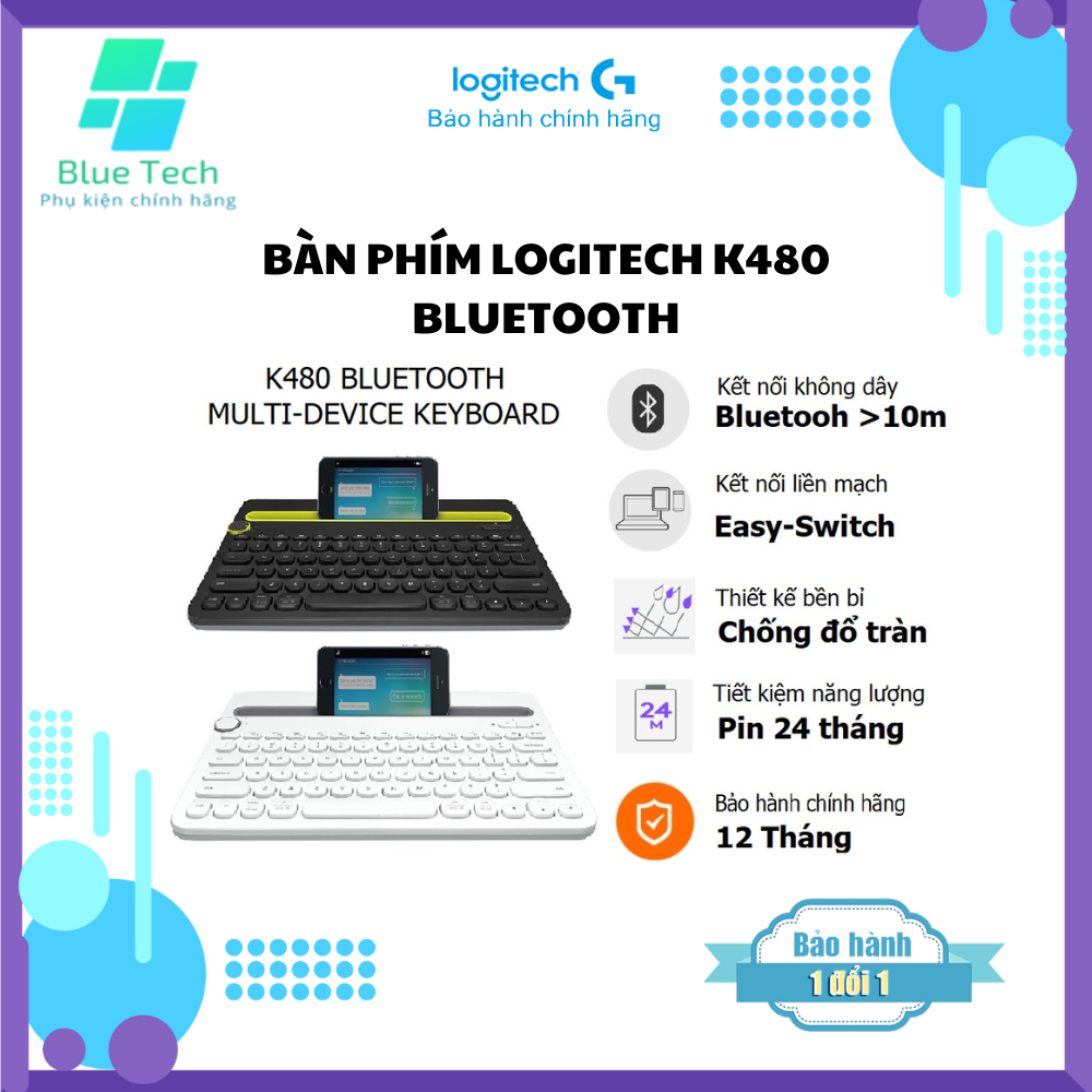 Bàn phím không dây Logitech K480 Hàng chính hãng - Bảo hành 12 tháng 1 đổi 1