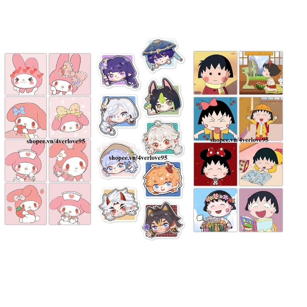 Set 32 Hình Dán Sanrio Hoạt Hình Kuromi Melody Hình Dán Anime Hình Dán Niêm Phong 2cm