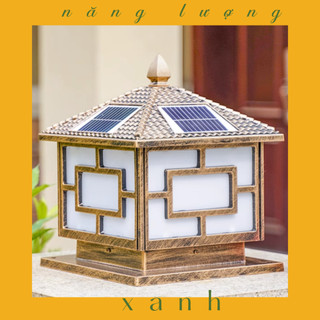 Đèn trụ cổng năng lượng mặt trời nhôm đúc,đèn trang trí sân vườn, đèn led năng lượng mặt trời