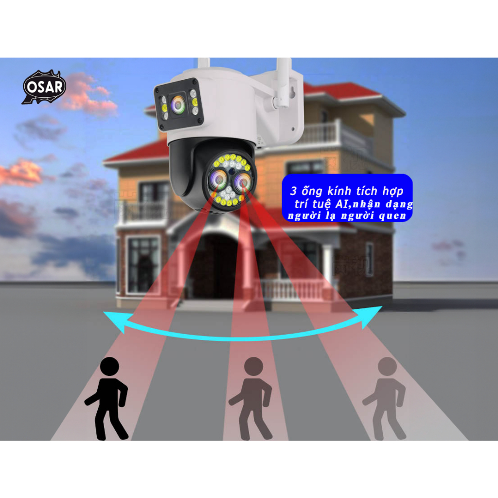 Camera IP Wifi YooSee 3 Mắt PTZ Q26 6.0MPx, Độ Phân Giải 4K,Siêu Nét, Đàm Thoại 2 Chiều, Zoom 8X, Ban Đêm Màu