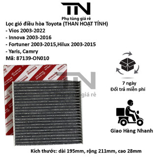 (THAN HOẠT TÍNH) Lọc gió điều hòa, máy lạnh xe Vios, Innova, Fortuner, Veloz, Hilux, Camry,(Mã: 871390N010/8713906080)