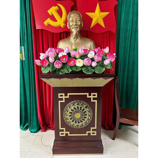 Lẵng hoa sen trang trí bục Bác Hồ cắm sẵn