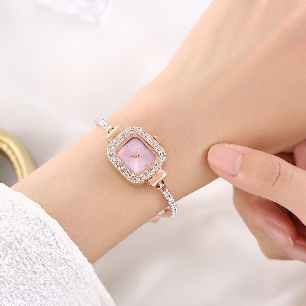 Đồng hồ nữ woor mặt chữ nhật đính đá kim cương cao cấp size 22mm thép chống gỉ bảo hành 12 tháng