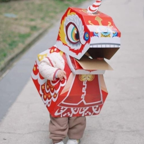 Đồ chơi hóa trang trung thu cosplay hộp hóa trang sư tử, kì lân, khủng long đáng yêu