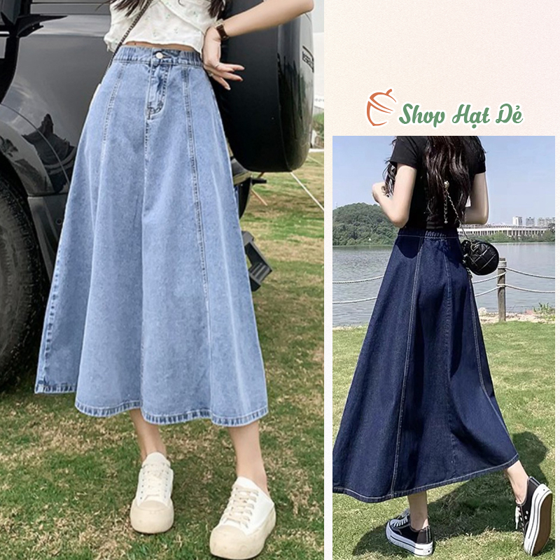 Chân váy nữ dáng dài cạp cao dáng xoè, chân váy jeans bồng bềnh siêu hót 2023 H3 Shop Hạt Dẻ