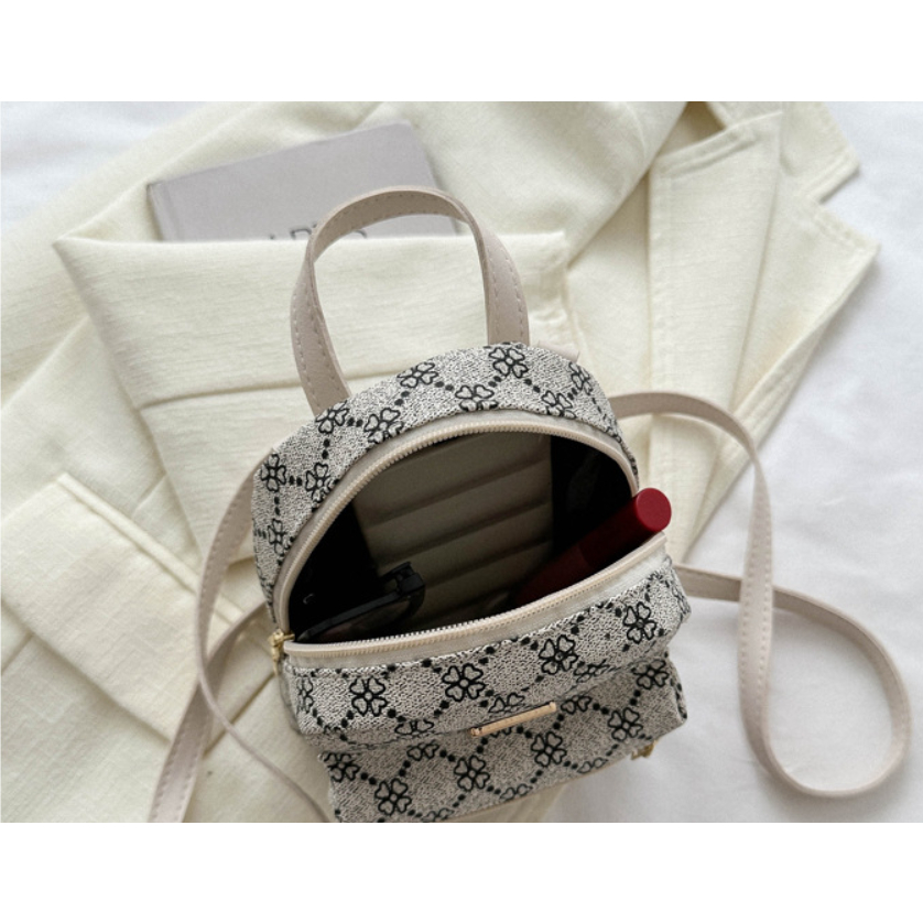 Balo túi đeo mini dành cho nữ họa tiết vintage thời trang