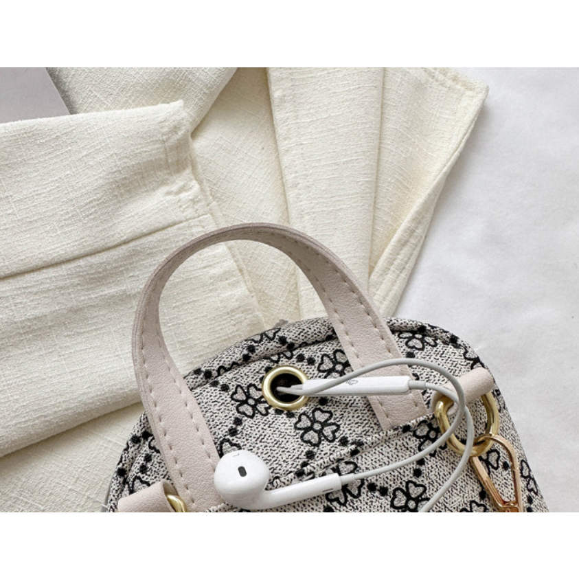Balo túi đeo mini dành cho nữ họa tiết vintage thời trang