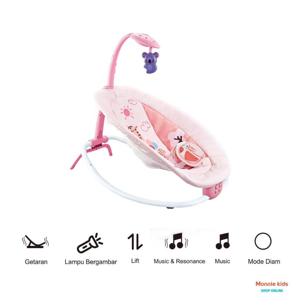 Nôi rung điện cho bé SASA gấp gọn 0m+, ghế rung nhún cho bé sơ sinh phát nhạc - Monnie Kids