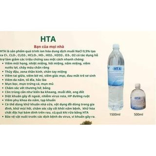 (Mua 5 tặng 1đ tất) Nước muối điện hóa, nước A, HTA chữa ngoài da đa năng nấm, ghẻ nước, phụ khoa chai to 1,5lit