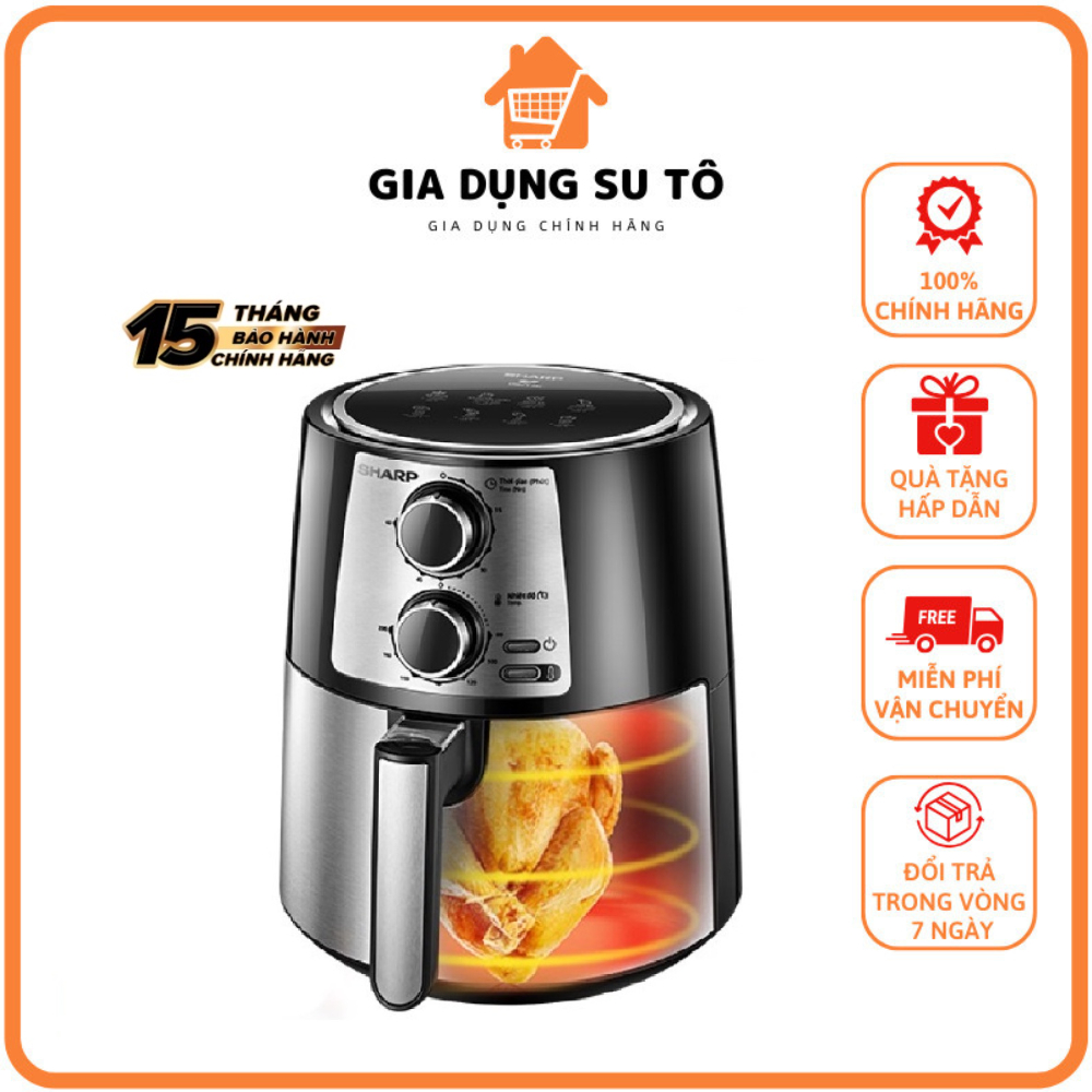 Nồi Chiên Không Dầu Sharp KF-AF42MV-ST Chống Dính 4,2L 1250W -1450W Thiết Kế Hiện Đại - Bảo Hành Chí