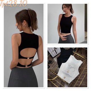 Áo sát nách ba lỗ khoét hở lưng croptop móc tháo rời - B5L