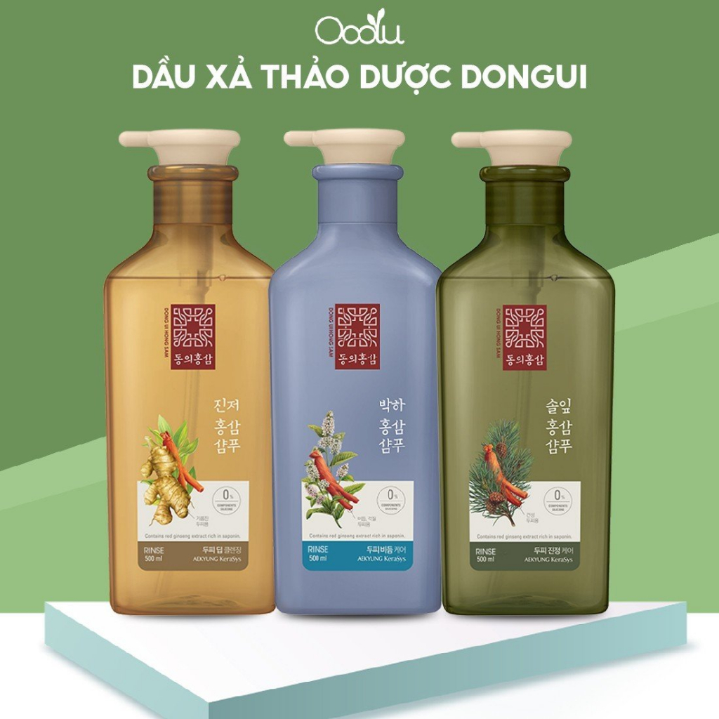 Dầu xả thảo dược Dong Ui Hong Sam Peppermint Hàn Quốc tinh chất bạc hà, gừng, lá thông 500ml