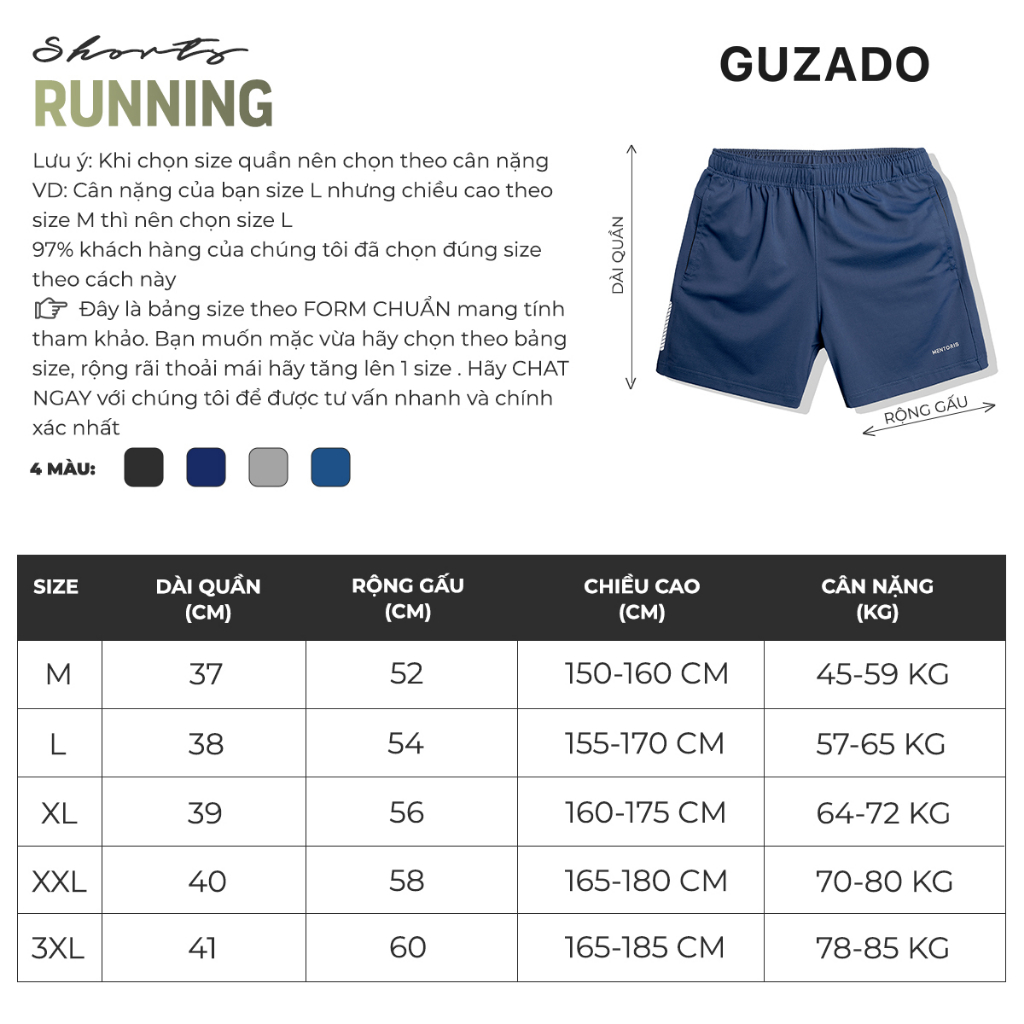 Quần Short Nam GUZADO Vải Thun Lạnh Tập Gym, Thể Thao, Co Giãn Bốn Chiều Vận Động Thoải Mái MSR2310