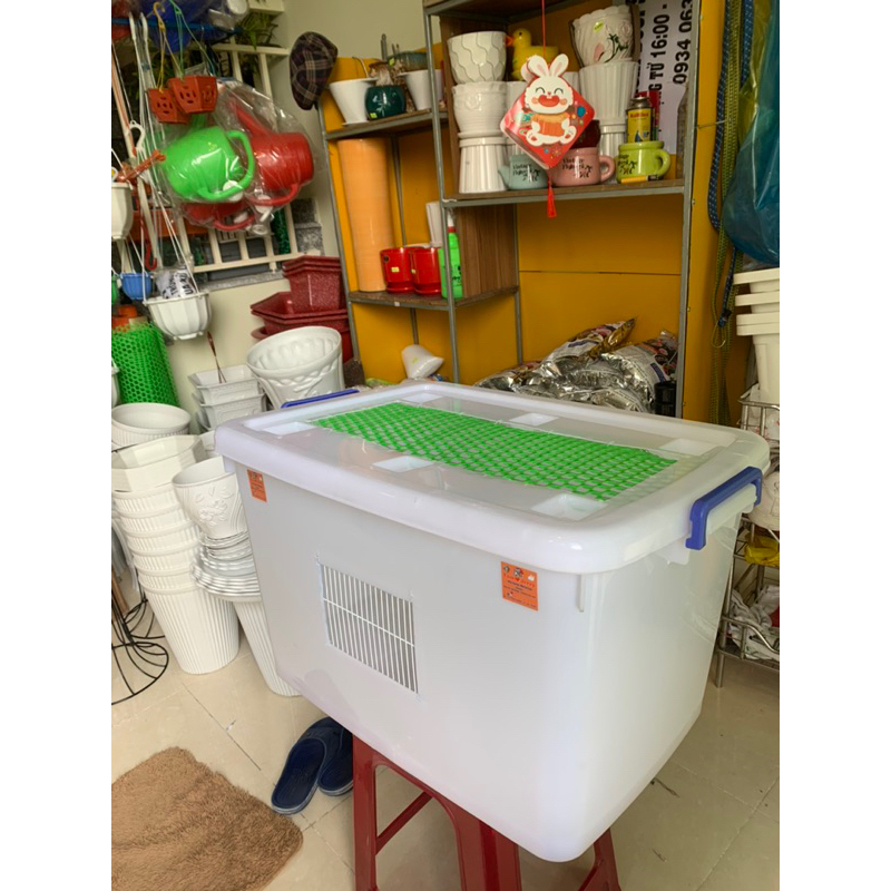 Thùng nhựa gắn sẵn mặt lưới nuôi hamster 60L - 90L