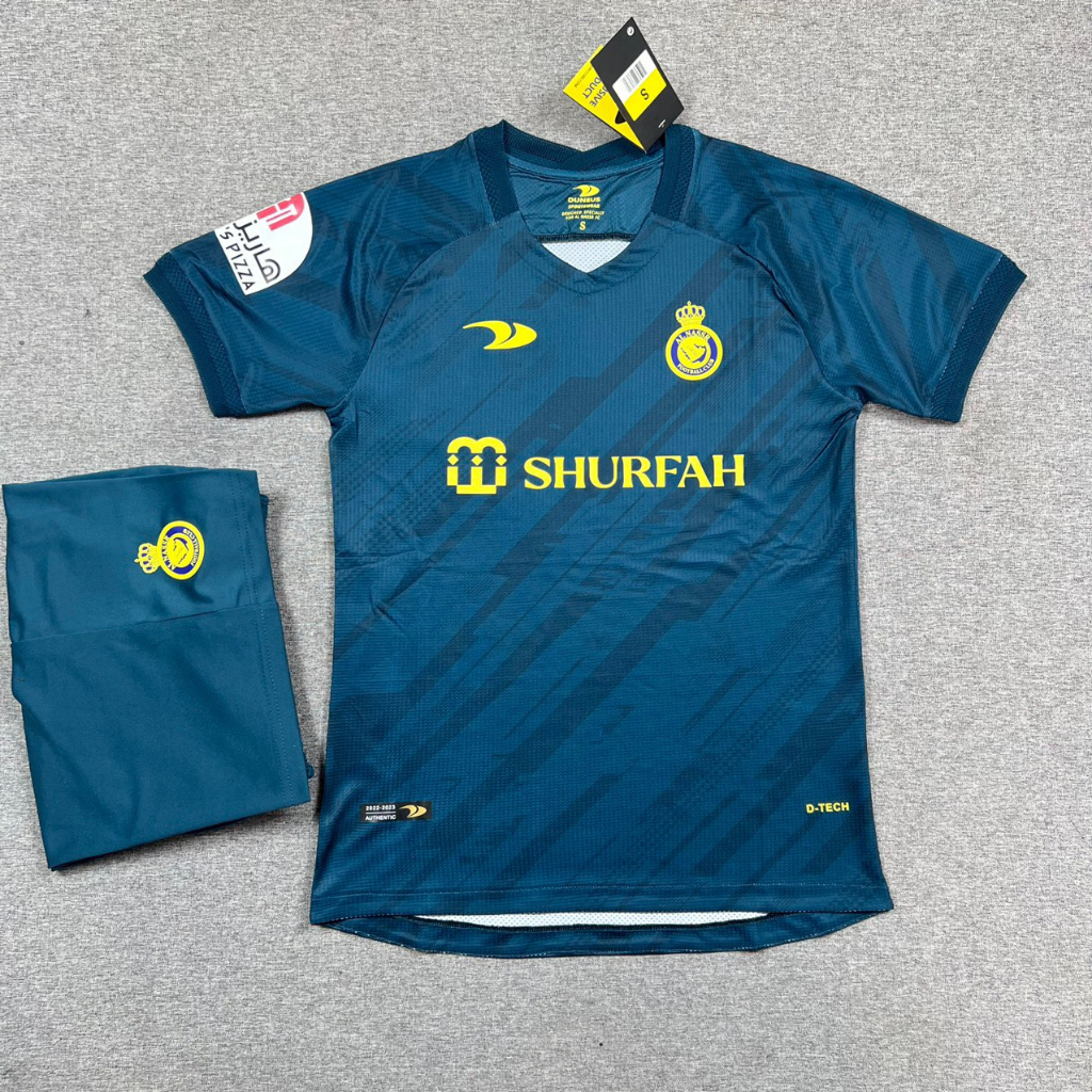 [ Chất Vải FEX, Cao Cấp, in tên số theo yêu cầu ] Al Nassr Xanh Đen, Bộ Quần áo bóng đá gai lưới chu